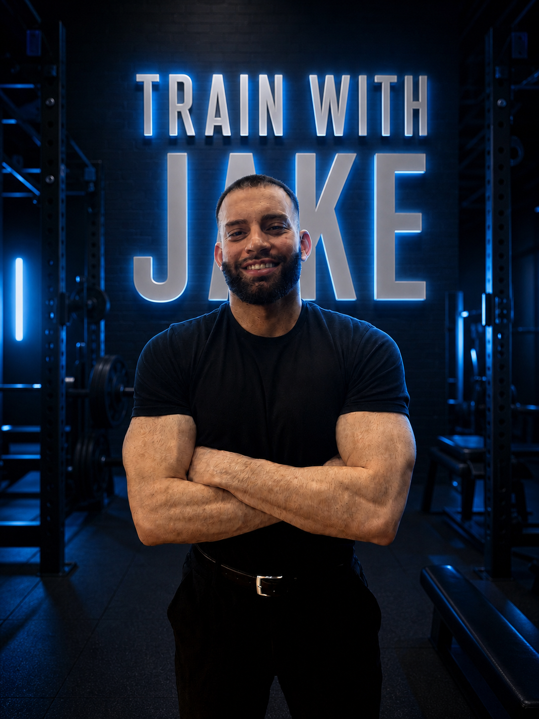 Jake Garza demonstrating an exercise in the gym